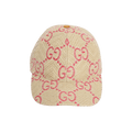Gucci GG Raffia Effect Baseball Hat 'Beige/Red'