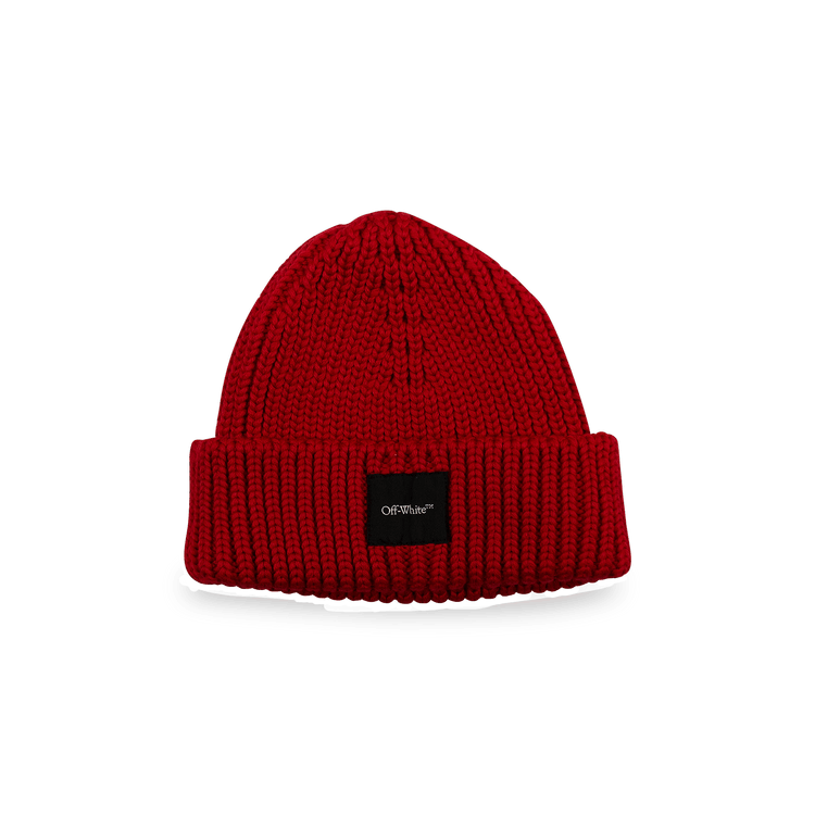 Off-White Rib Knit Cuffed Beanie 'Red'