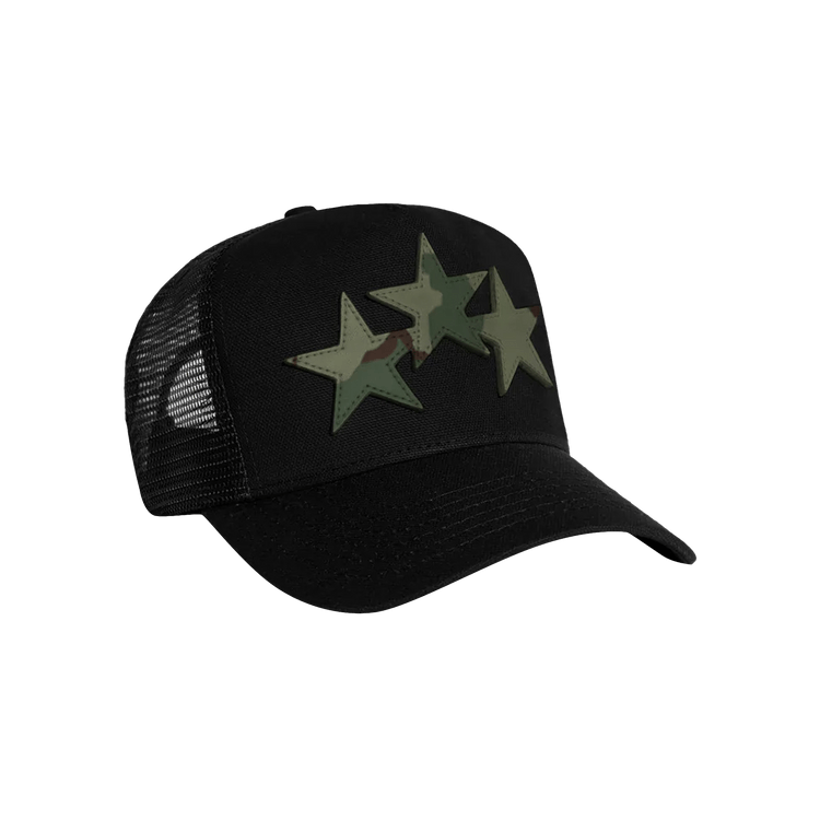 Amiri Three Star Trucker Hat 'Black/Camo'