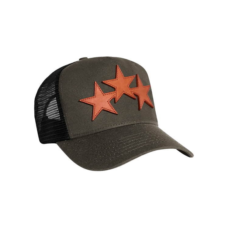 Amiri Three Star Trucker Hat 'Military Green'