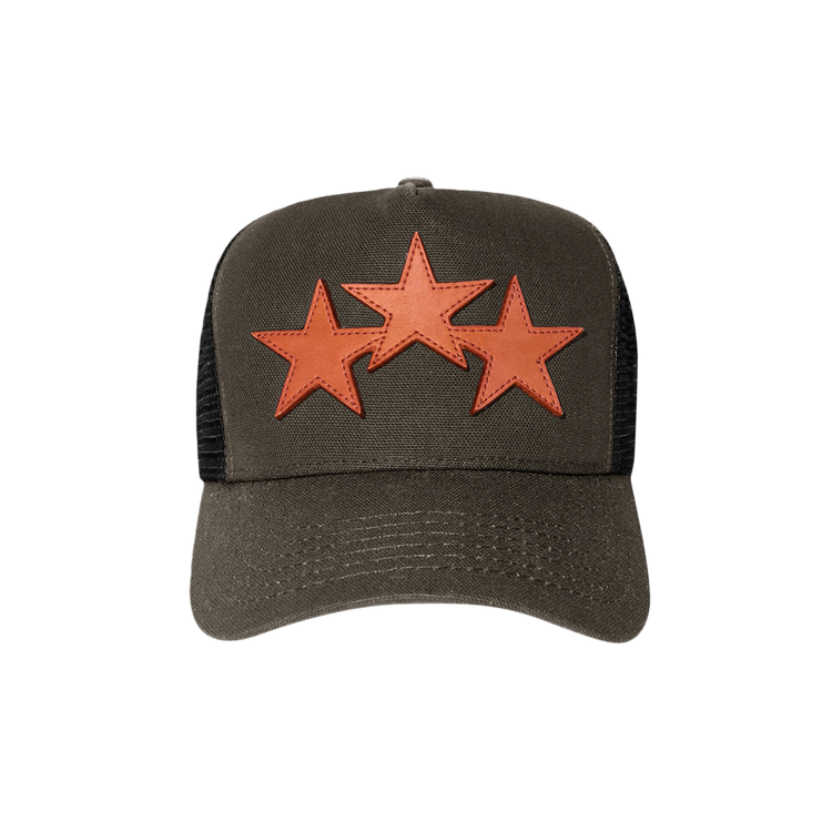 Amiri Three Star Trucker Hat 'Military Green'
