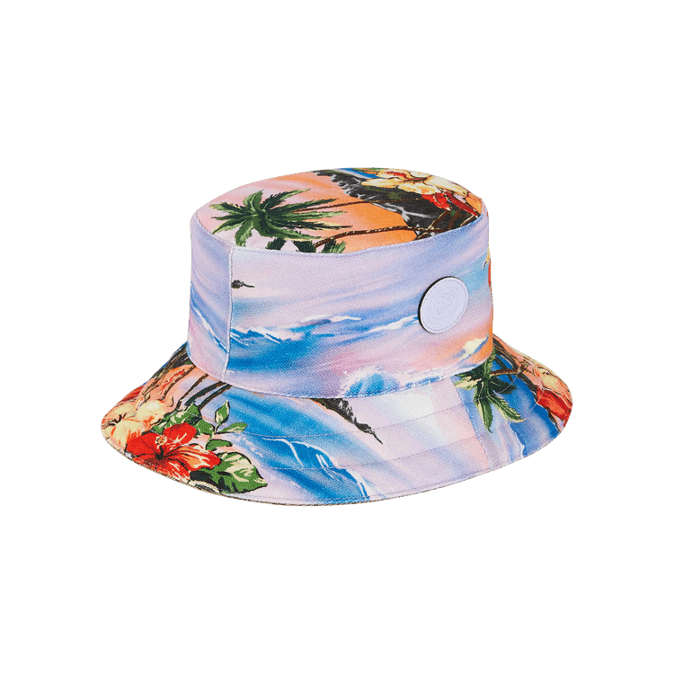 Gucci GG Canvas And Island Print Reversible Bucket Hat 'Aqua/Yellow'