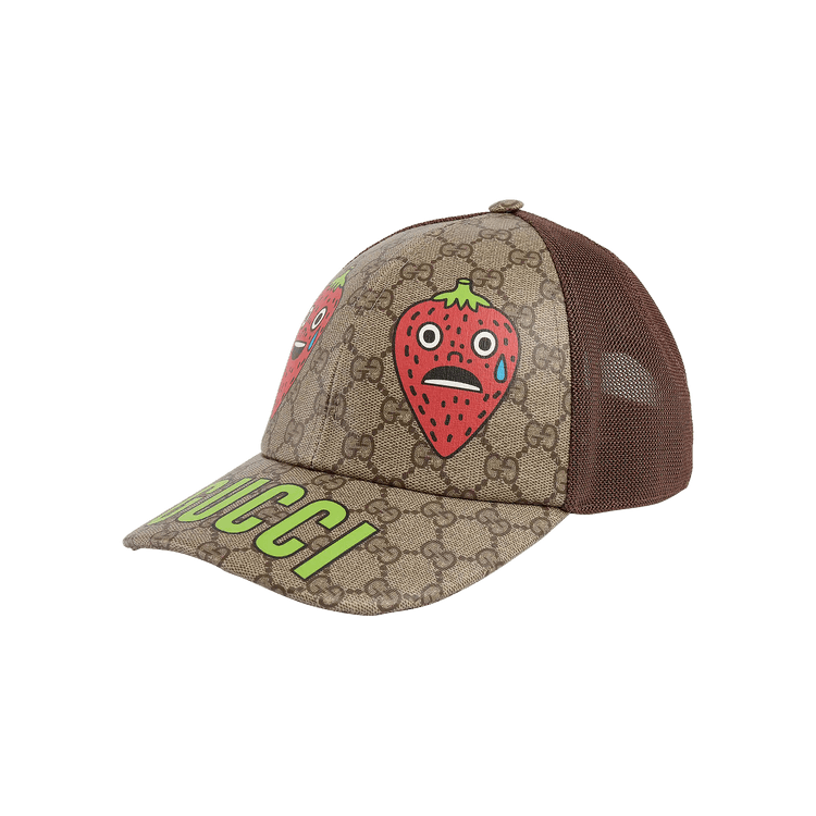 Gucci Strawberry Supreme Baseball Hat 'Beige And Ebony'