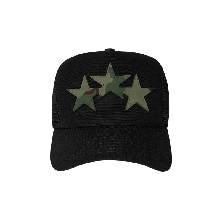 Amiri Three Star Trucker Hat 'Black/Camo'
