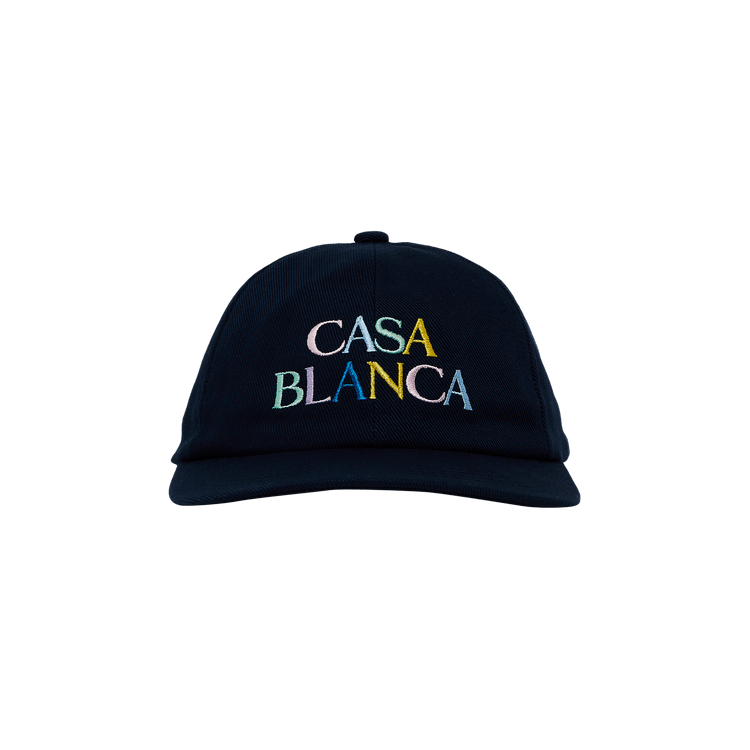 Casablanca Stacked Logo Embroidered Cap 'Navy'