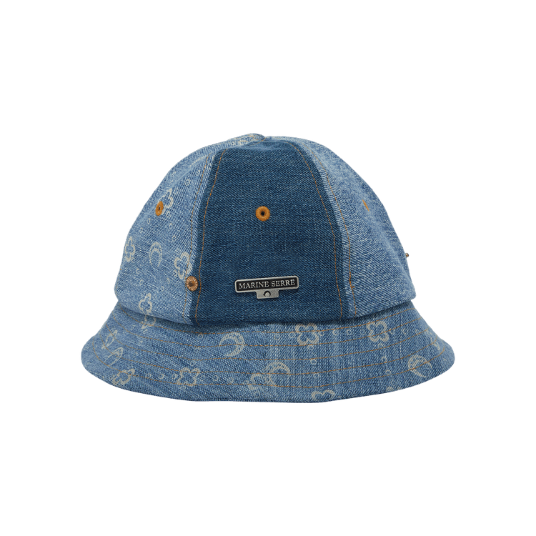 Marine Serre Regenerated Denim Moonogram Bell Hat 'Medium Dark Blue Moonogram'