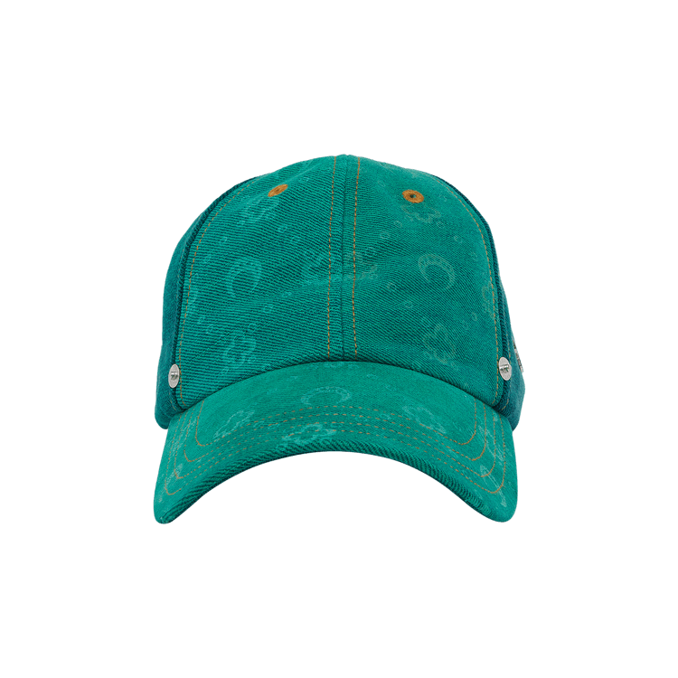 Marine Serre Regenerated Denim Moonogram Bell Cap 'Bright Green/Striped'