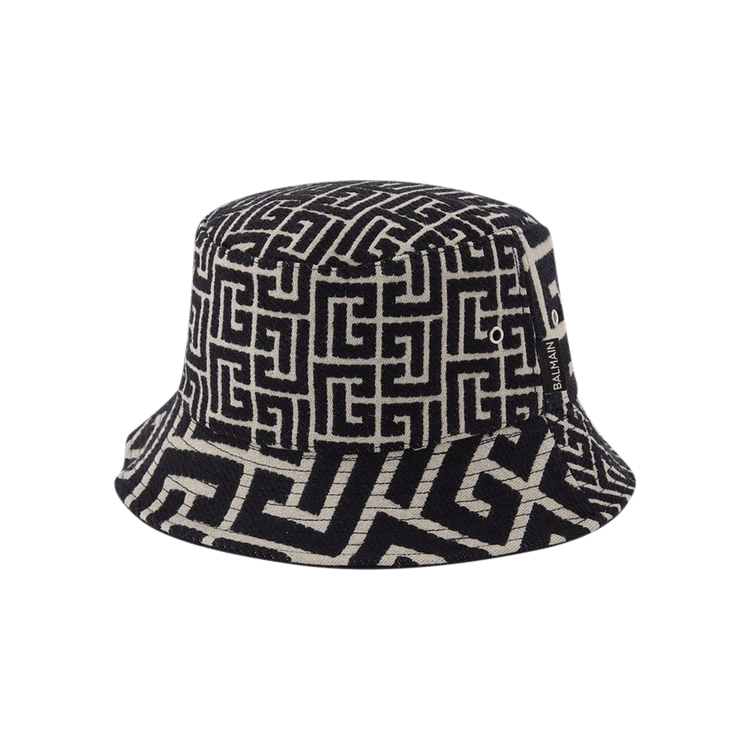 Balmain Mix Monogram Jacquard Bucket Hat 'Black'