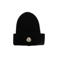 Moncler Wool Logo Patch Beanie Hat 'Black'