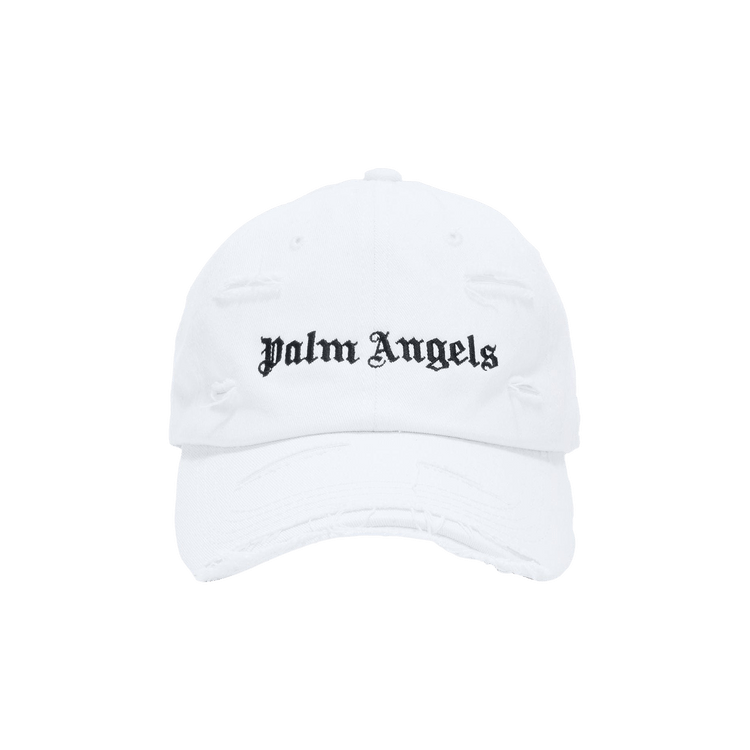 Palm Angels Ripped Logo Cap 'White/Black'