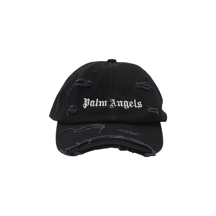 Palm Angels Ripped Logo Cap 'Black/White'