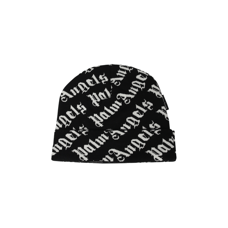 Palm Angels Knitted Logo Beanie 'Black/White'