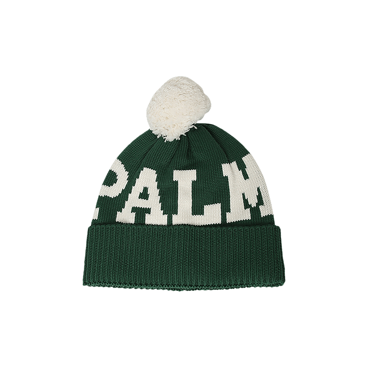 Palm Angels Logo Pompon Beanie 'Green/White'