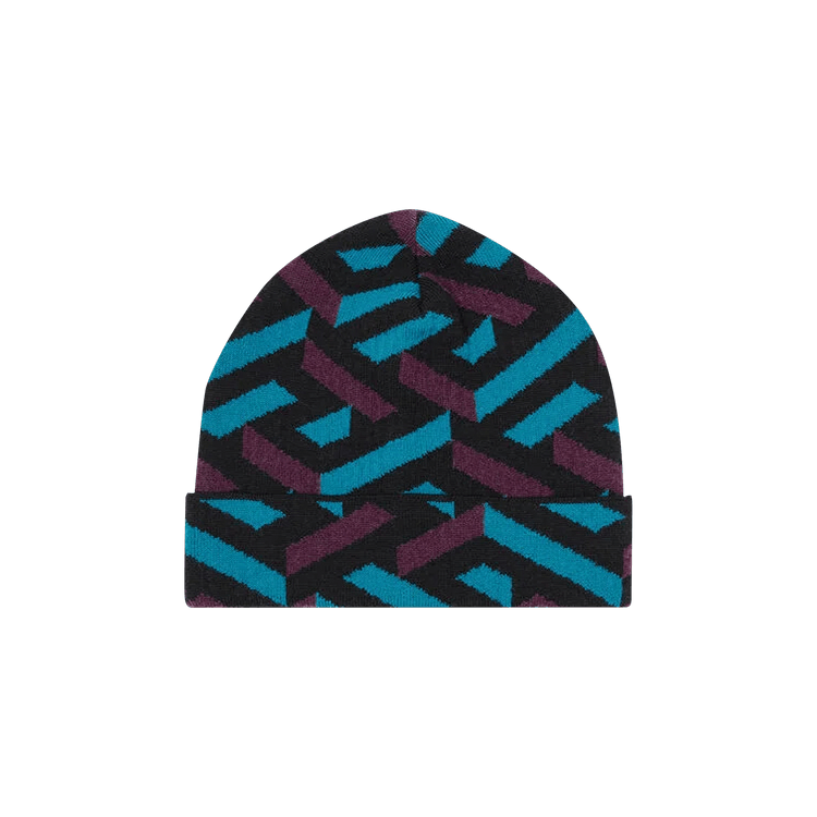 Versace La Greca Ribbed Beanie 'Teal/Plum'