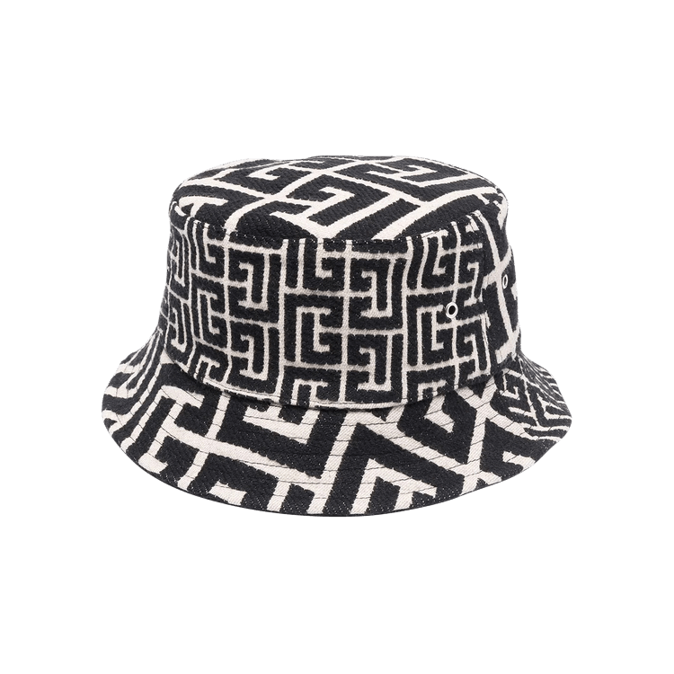 Balmain Canvas Bucket Hat Paris Logo 'Black/White'