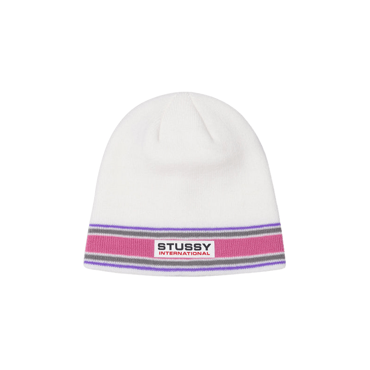 Stussy Striped International Skull Cap 'White'