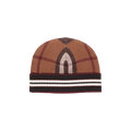 Burberry Check And Stripe Cashmere Beanie 'Dark Birch Brown'