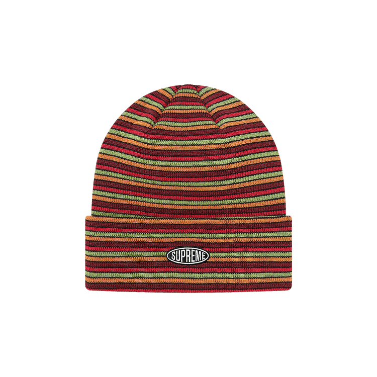 Supreme Multi Stripe Beanie 'Red'