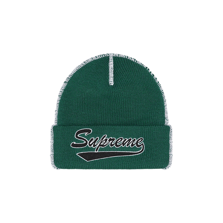 Supreme Contrast Stitch Beanie 'Dark Pine'