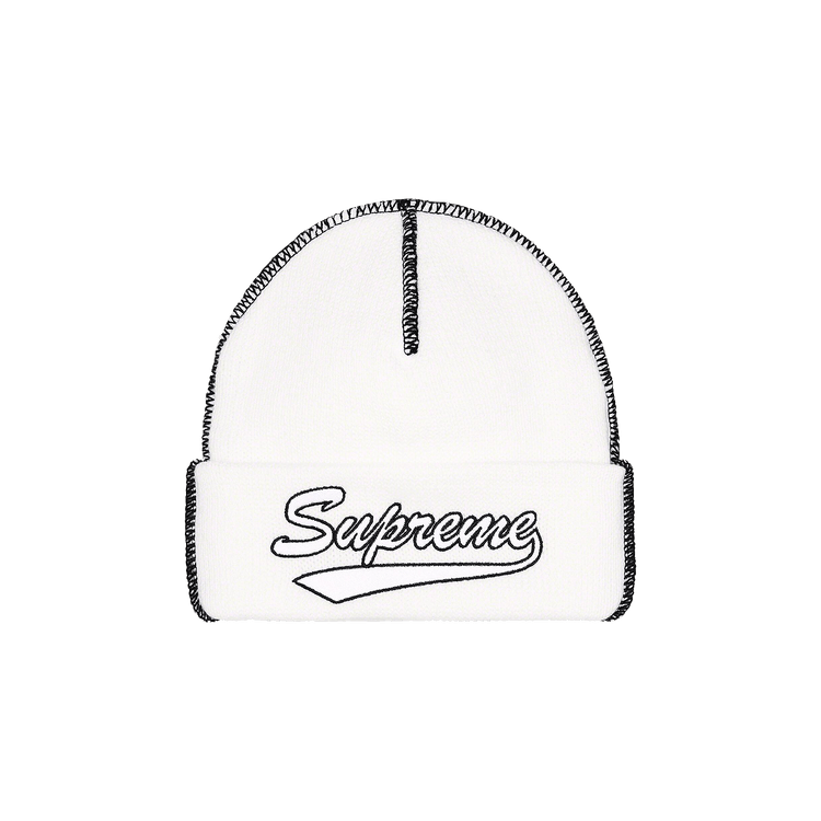 Supreme Contrast Stitch Beanie 'White'