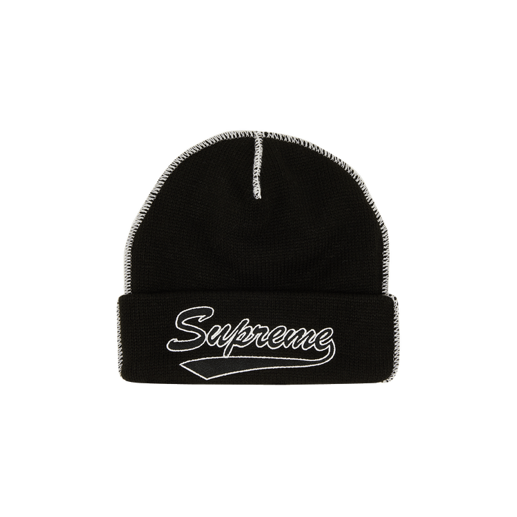 Supreme Contrast Stitch Beanie 'Black'