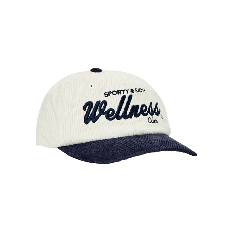 Sporty & Rich Cord Wellness Club Hat 'White/Navy'