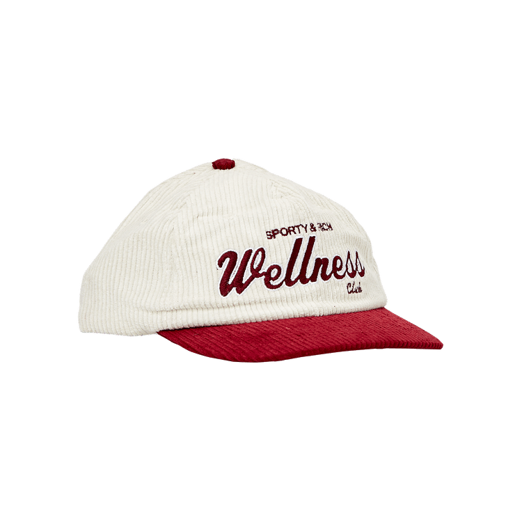 Sporty & Rich Cord Wellness Hat 'Merlot/White'