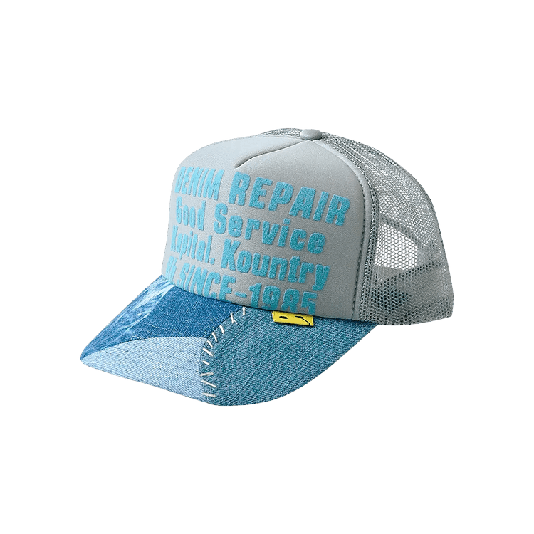 Kapital Denim Repair Service Denim Re-Construct Trucker Cap 'Grey'