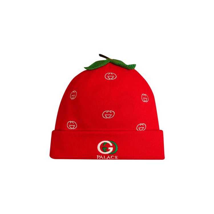 Gucci x Palace Wool Strawberry Beanie With Studs And Crochet Detail 'Red'