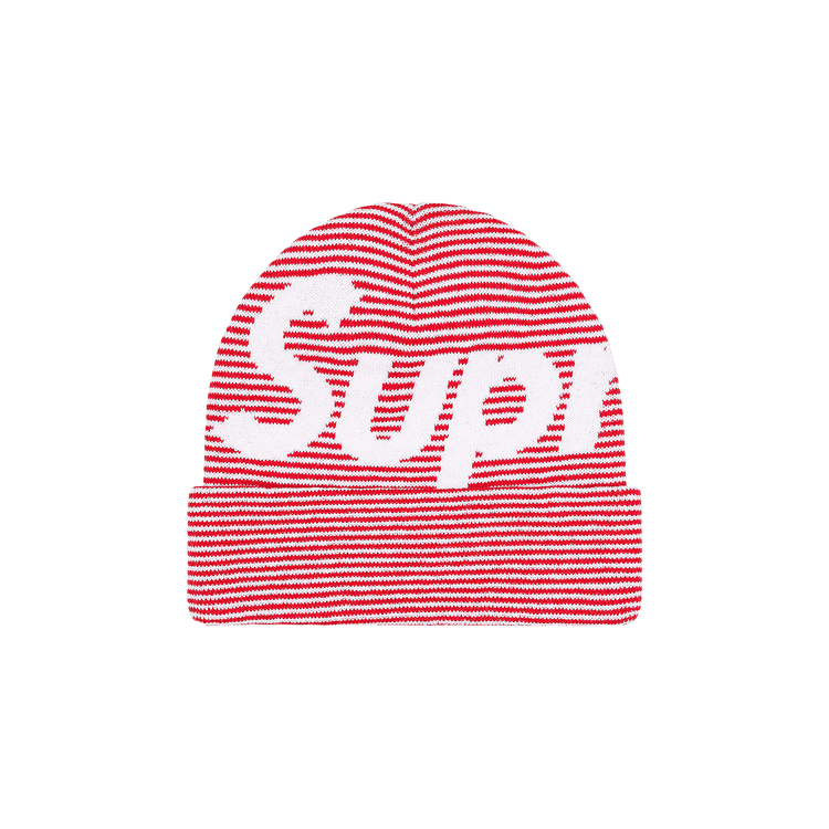 Supreme Big Logo Beanie 'Red Stripe'
