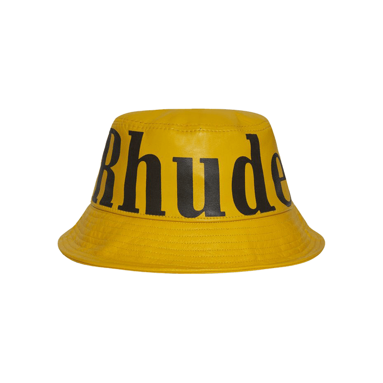 Rhude Logo Leather Bucket Hat 'Mustard'