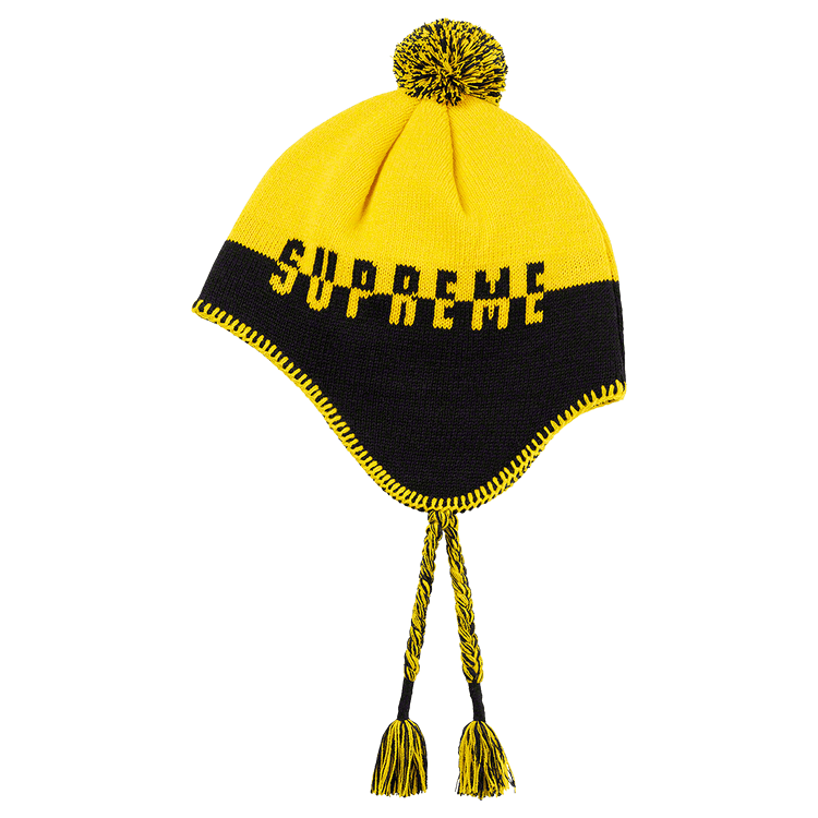 Supreme Split Logo Earflap Beanie 'Black'