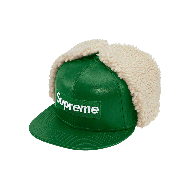 Supreme Leather Earflap Box Logo New Era 'Green'