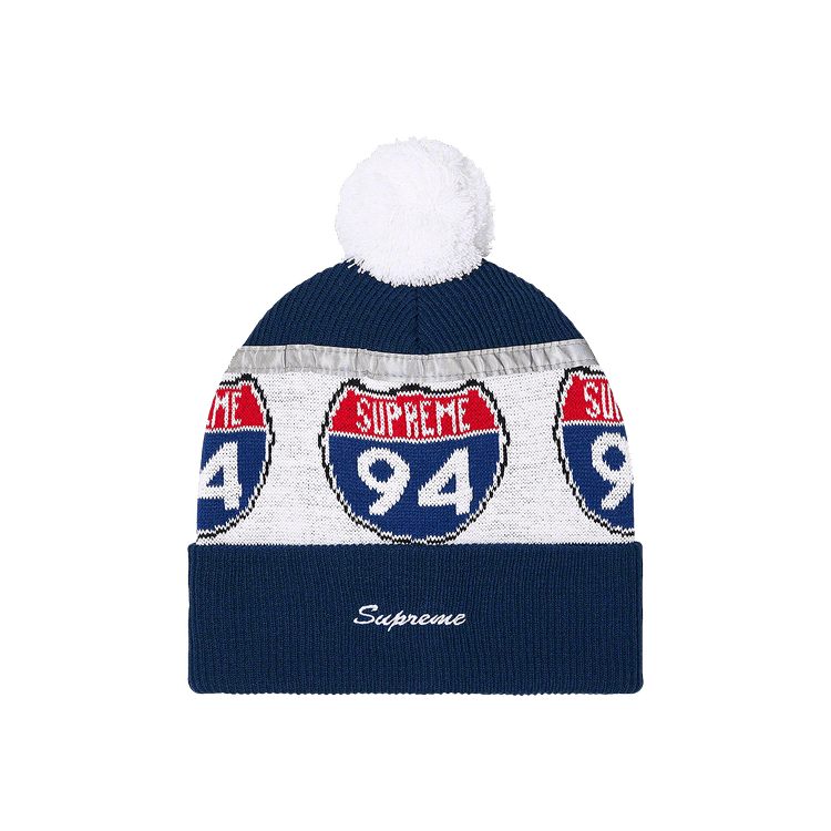 Supreme Interstate Reflective Beanie 'Dark Blue'