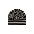 Balmain Monogram Embroidered Wool Hat 'Ivory/Black'