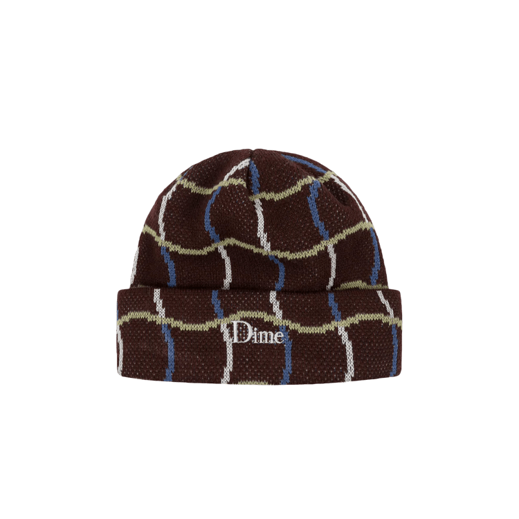Dime Wave Checkered Beanie 'Brown'