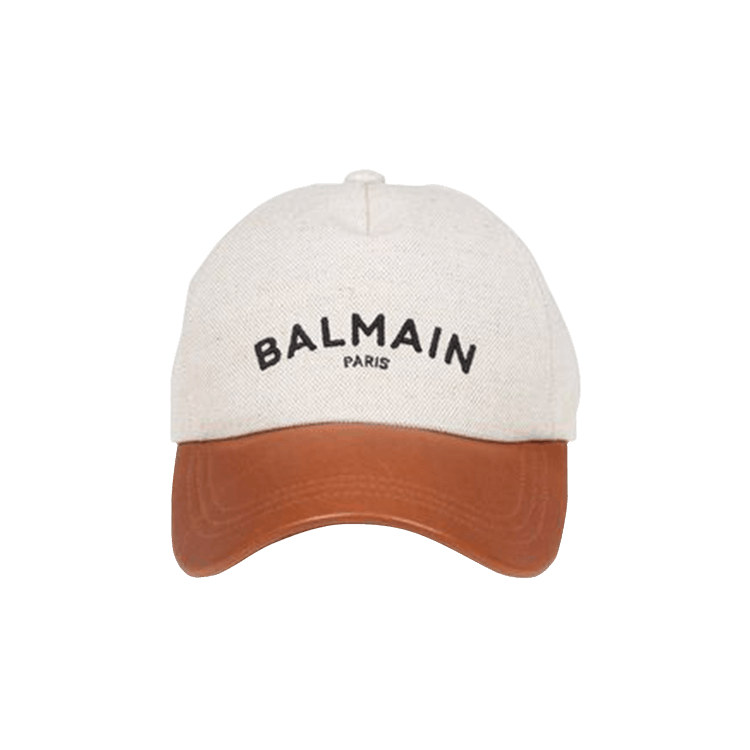 Balmain Logo Cotton Cap 'Natural/Black'