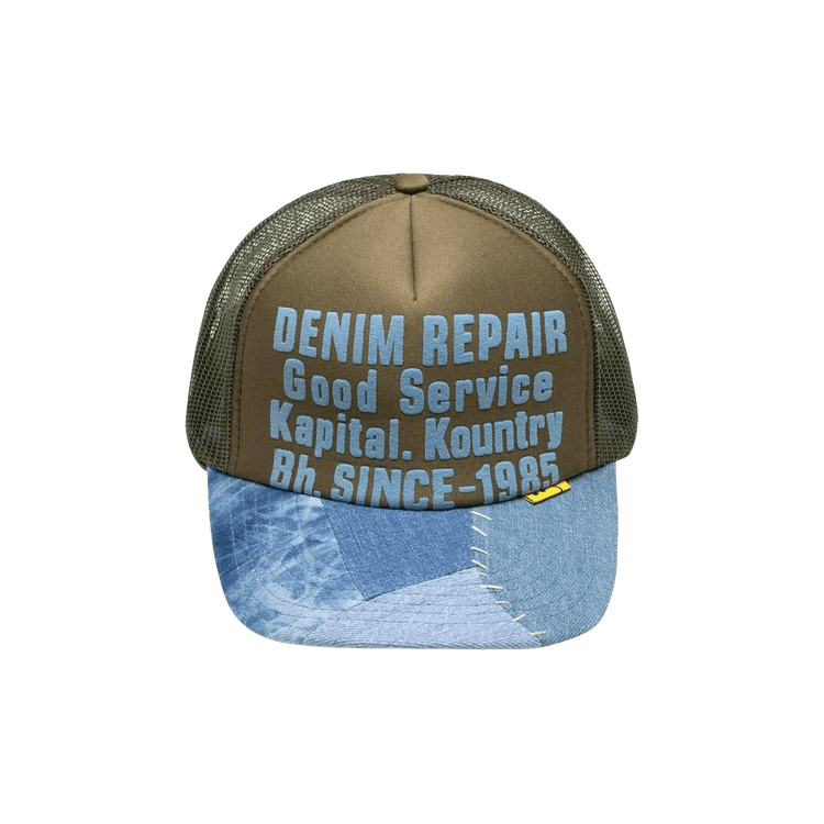 Kapital Denim Repair Service Denim-Reconstruct Trucker Cap 'Dark Green'