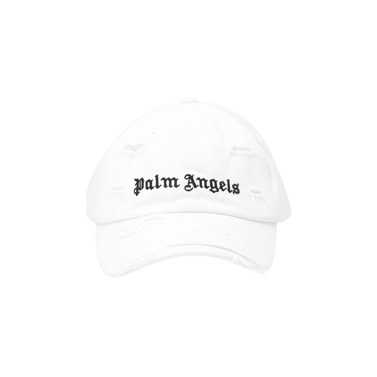 Palm Angels Ripped Logo Cap 'White/Black'