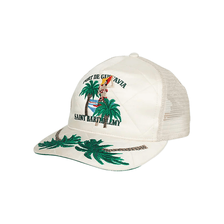Rhude Palm Tree Quilted Satin Hat 'Ivory'