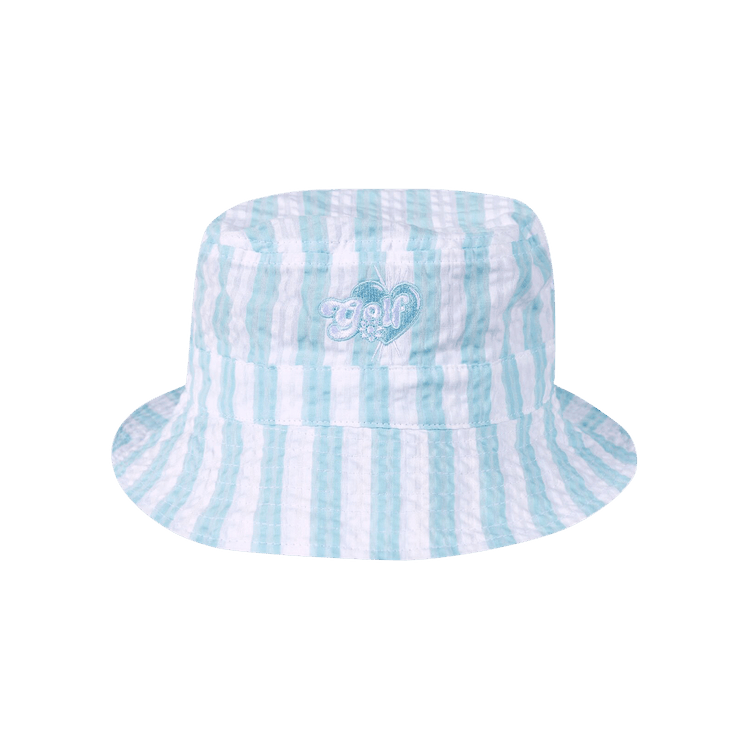 GOLF WANG Wide Seersucker Bucket Hat 'Blue/White'