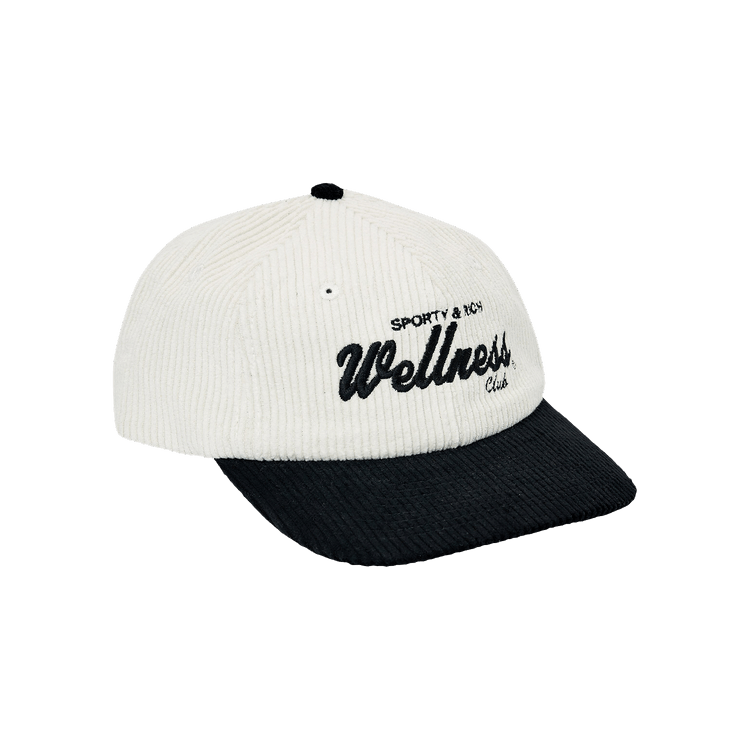 Sporty & Rich Wellness Club Corduroy Hat 'Black/White'