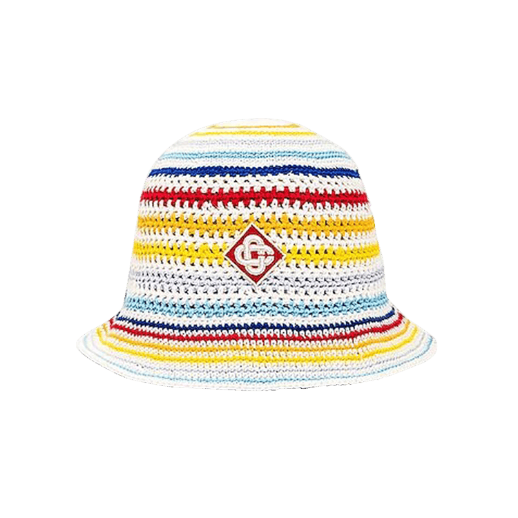 Casablanca Mini Striped Logo Crochet Hat 'White'
