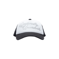Emotionally Unavailable Rhinestone Trucker Hat 'Black/White'