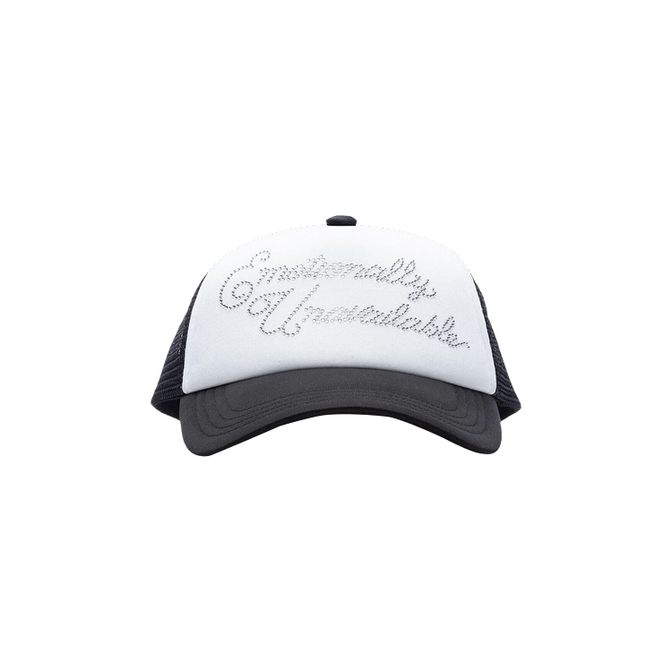 Emotionally Unavailable Rhinestone Trucker Hat 'Black/White'