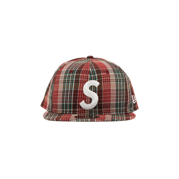 Supreme Metallic Plaid S Logo New Era 'Red'