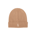 Sporty & Rich Logo Embroidered Ribbed Knit Beanie 'Camel'