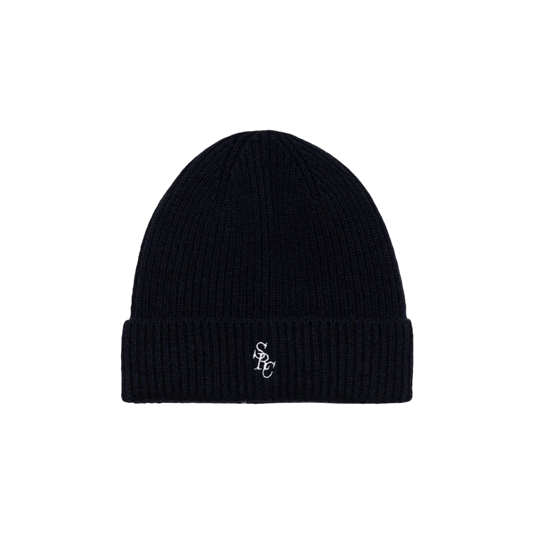 Sporty & Rich Logo Embroidered Ribbed Knit Beanie 'Navy'
