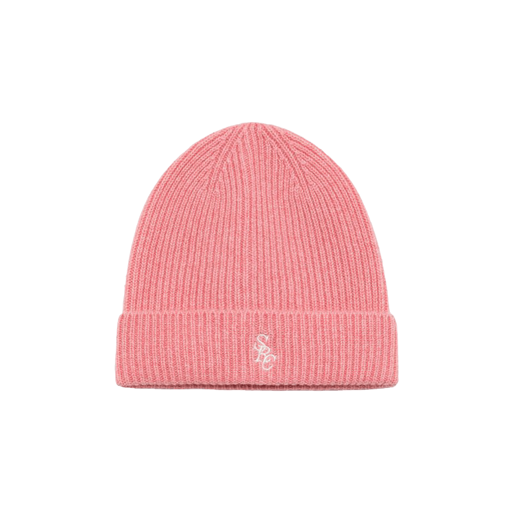 Sporty & Rich Logo Embroidered Ribbed Knit Beanie 'Pink'