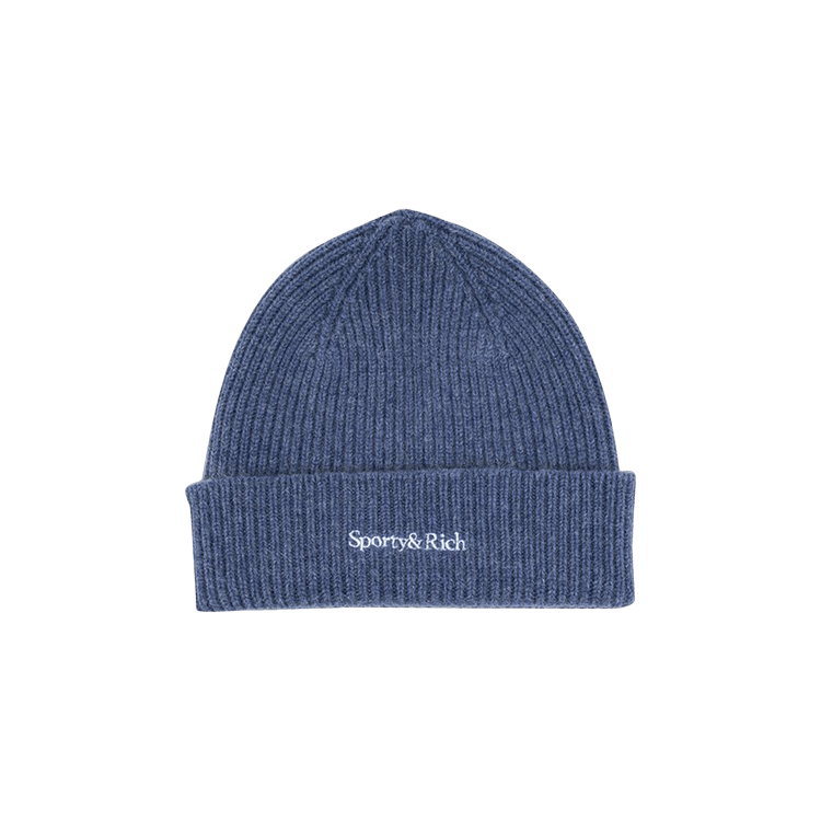 Sporty & Rich Serif Logo Beanie 'Ocean/White'